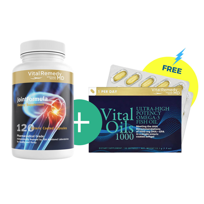 Xtra deal:  BUY 1X JOINTFORMULA NUTRITION AND GET 1X VITALOILS1000 ALMOST FOR FREE