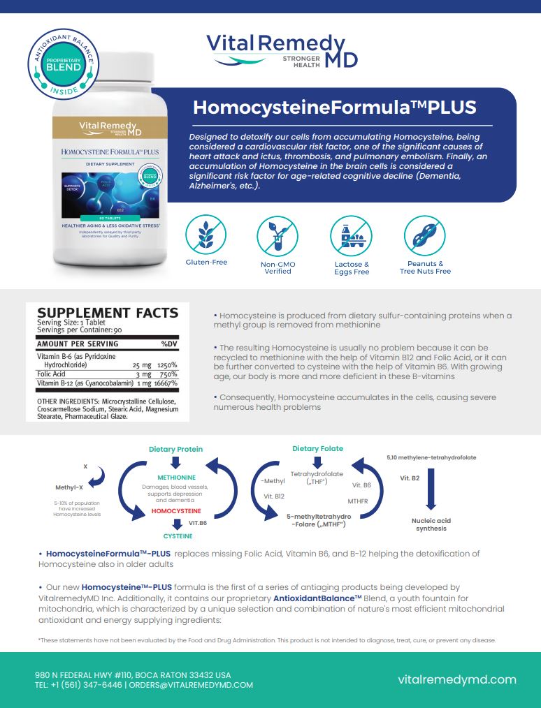 HomocysteineFormula-PLUS - Two months supply (60 Tablets) for only $0.92 per day - FREE SHIPPING