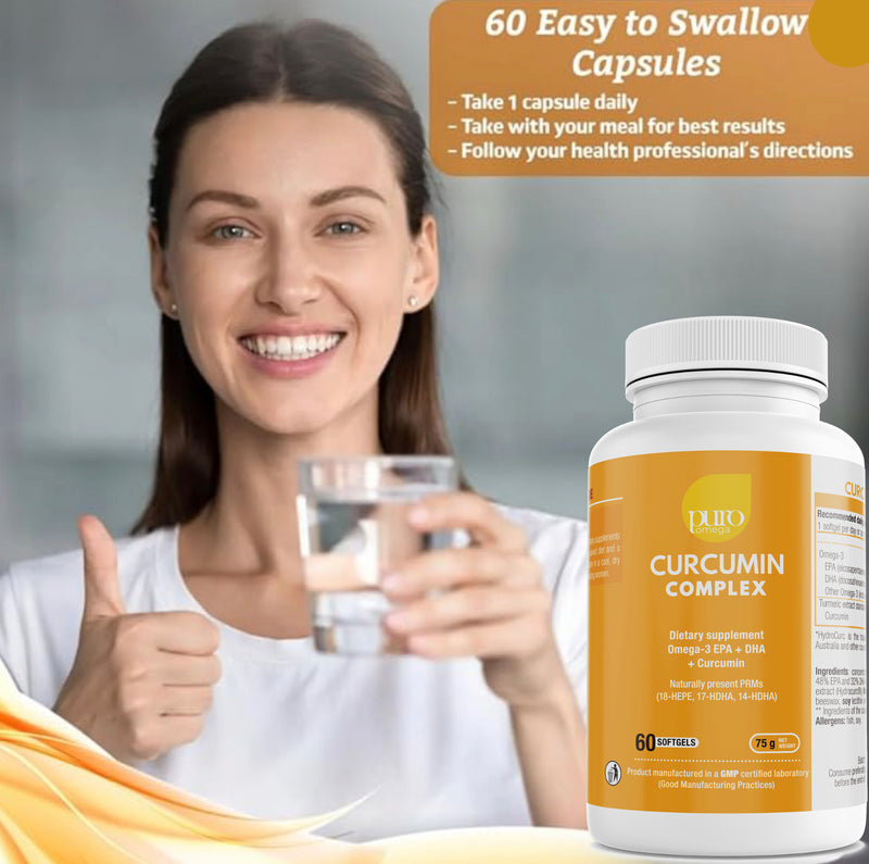 Curcumin Complex. PuroOmega™  Advanced Anti-Inflammatory Formula with Omega-3 + Liposomal Curcumin.
