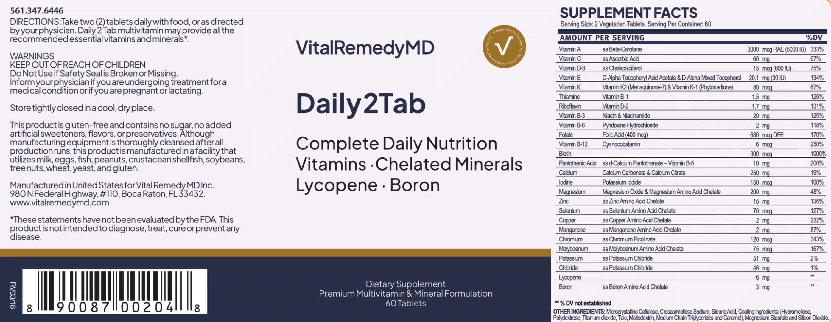 Daily2Tab Multivitamin & Essential Minerals