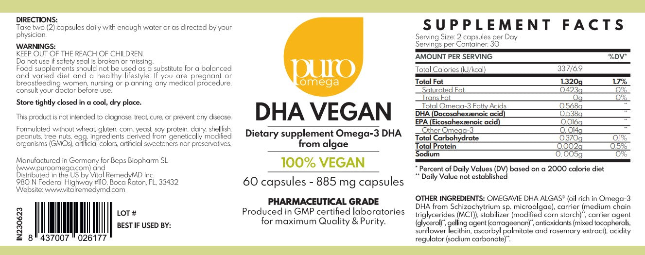 Omega-3 Vegan DHA. Plant-Based Brain & Vision Formula.