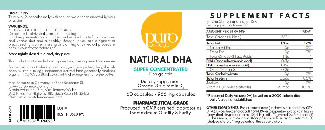 Omega-3 Pure DHA. High-Absorption Brain & Vision Formula