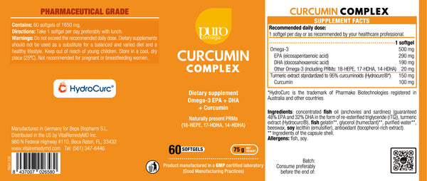 PuroOmega™ Curcumin Complex. Advanced Anti-Inflammatory Formula with Omega-3 + Liposomal Curcumin.