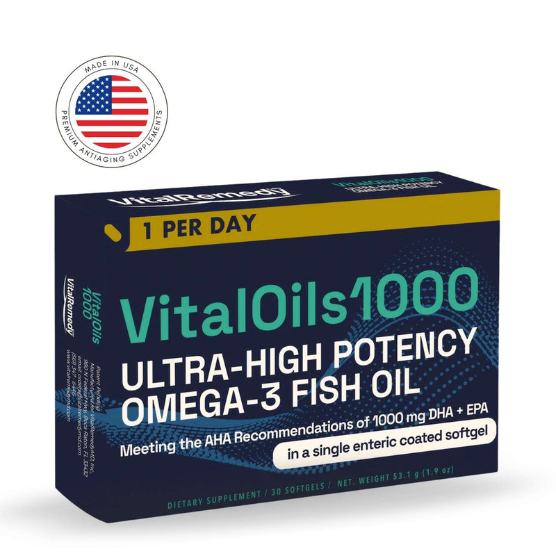 A BEST SELLER #1: VitalOils1000™ Softgels - More than Triple-Strength Omega-3s DHA & EPA Supplement - 1 month supply (30 caps) - FREE SHIPPING