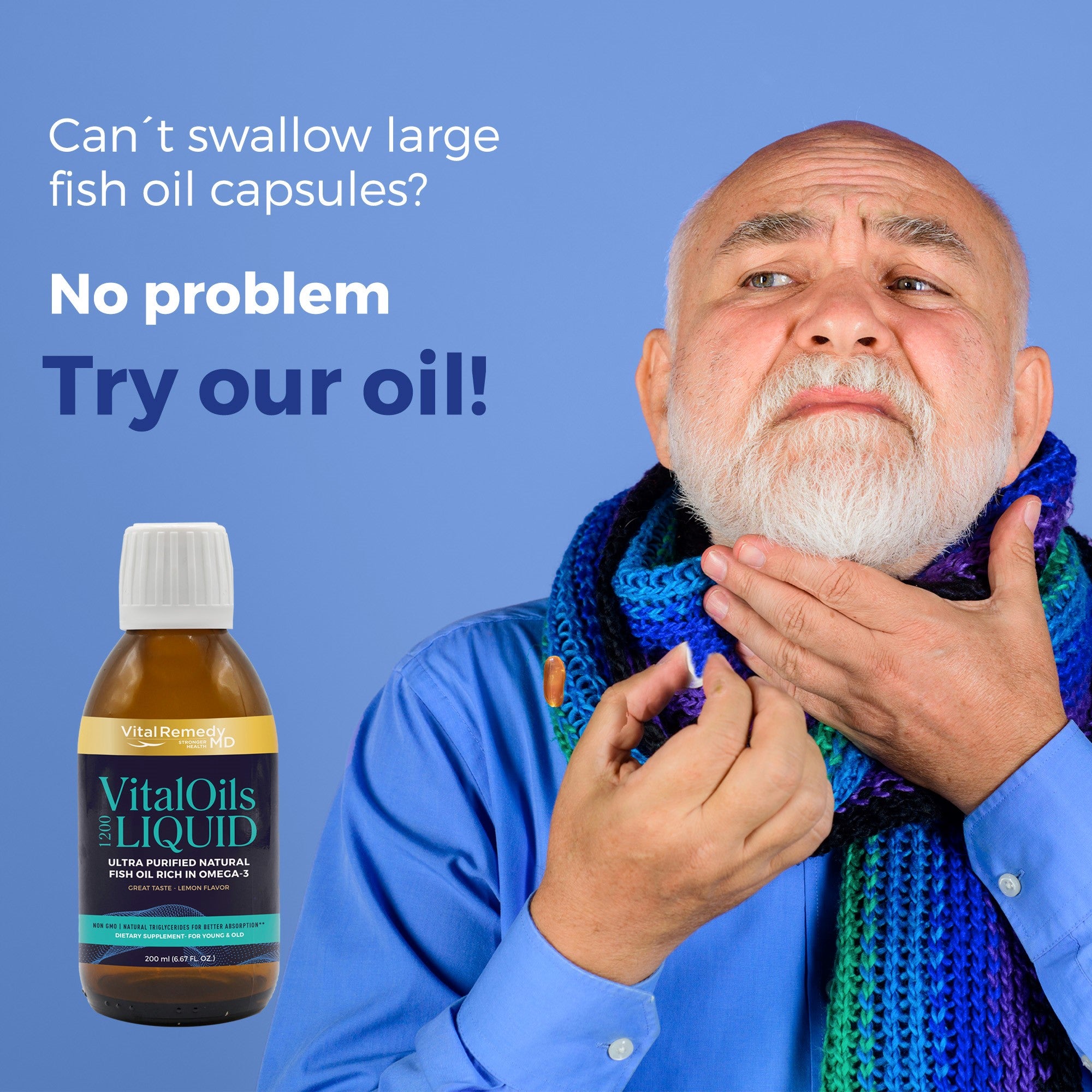 Bestseller #2: VitalOils1200 - LIQUID OMEGA-3, 40 days supply (200 ml), ultra pure. The natural alternative to large fish oil capsules - FREE SHIPPING