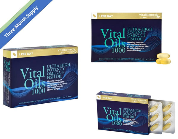 VitalOils1000™- Omega-3 Supplement. Three months supply (90 caps) SUBSCRIPTION ONLY - FREE SHIPPING